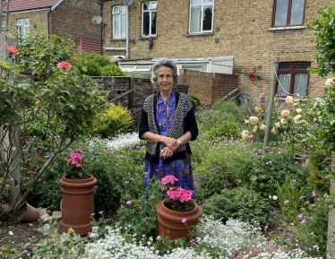 Liz, in her garden